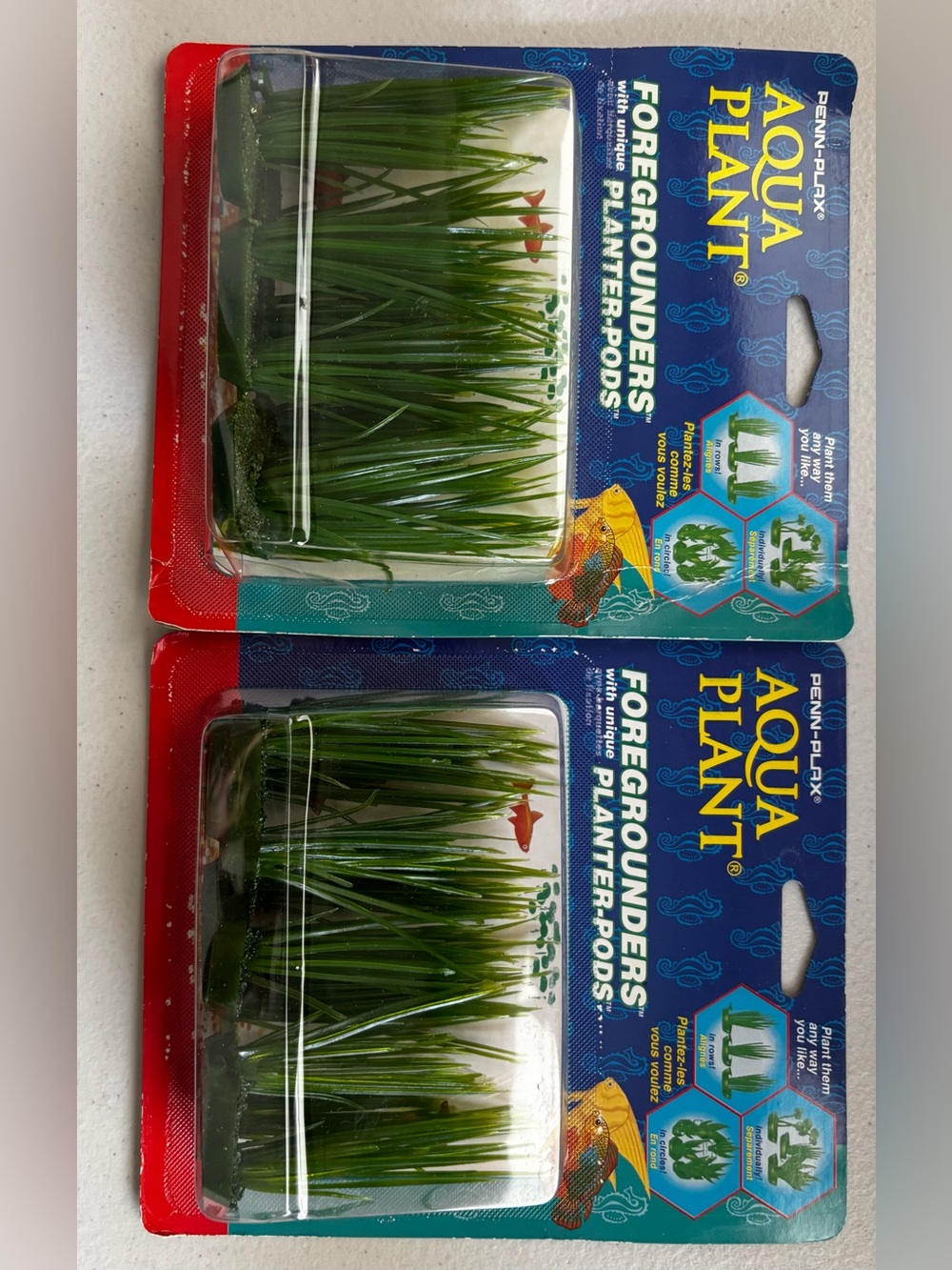 Penn-Plax Aqua Plant Grass Foregrounders w Planter Pods Fish Tank Decor